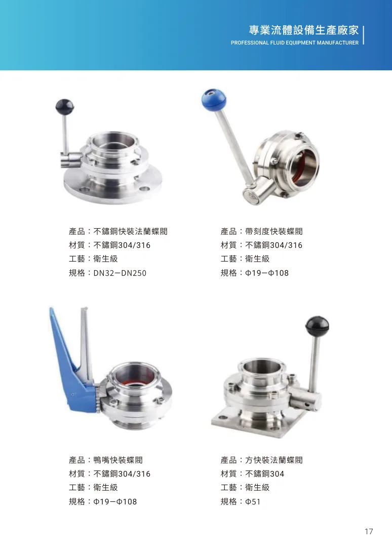 帶刻度快裝蝶閥第 23 頁完整規格表