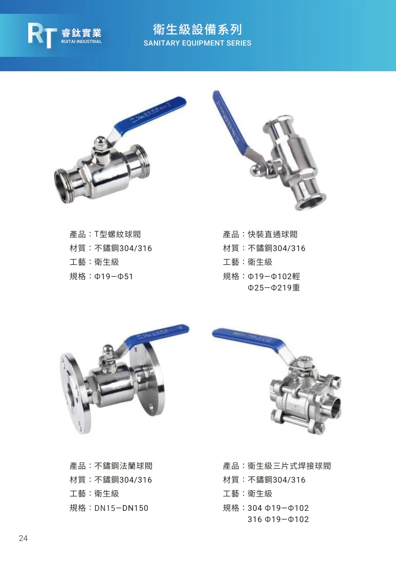 T型螺紋球閥第 30 頁完整規格表