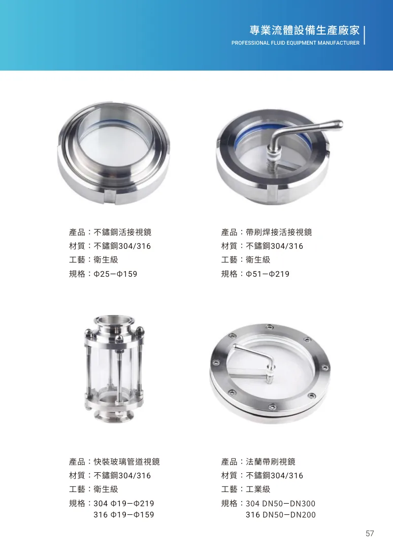 法蘭帶刷視鏡第 63 頁完整規格表