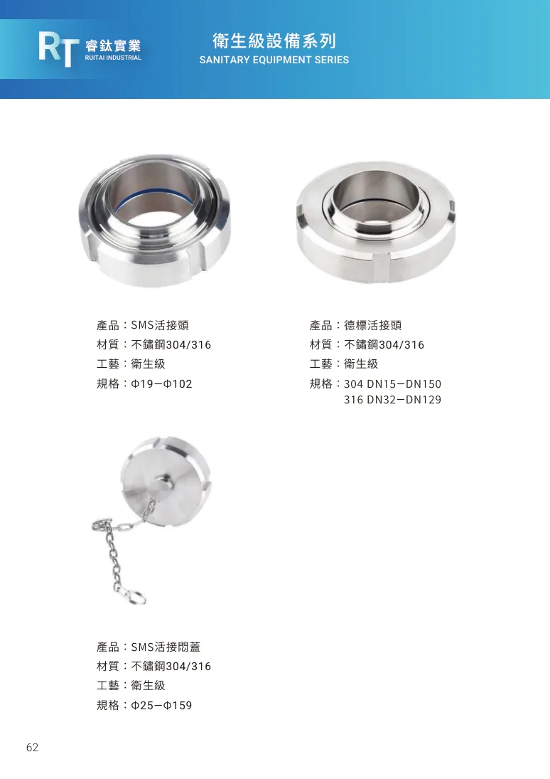 SMS活接頭第 68 頁完整規格表