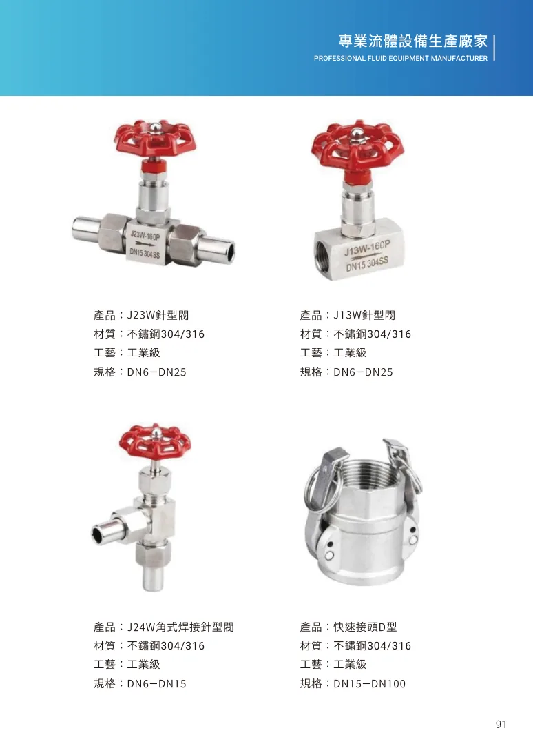 J23W針型閥第 97 頁完整規格表